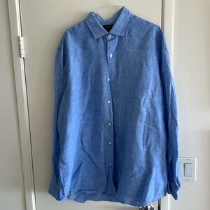 100 percent linen long sleeve light blue shirt from Polo by Ralph Lauren.